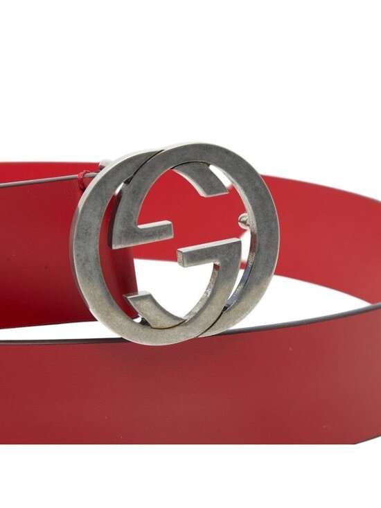 Gucci Interlocking Logo Belt Red Leather